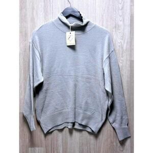 By Design Light Gray Fuzzy Mock Neck Knit Sweater Women Size Large